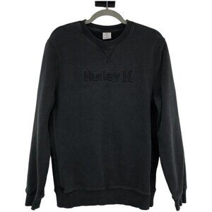 Hurley men's Black monogram logo front crewneck pullover sweater M